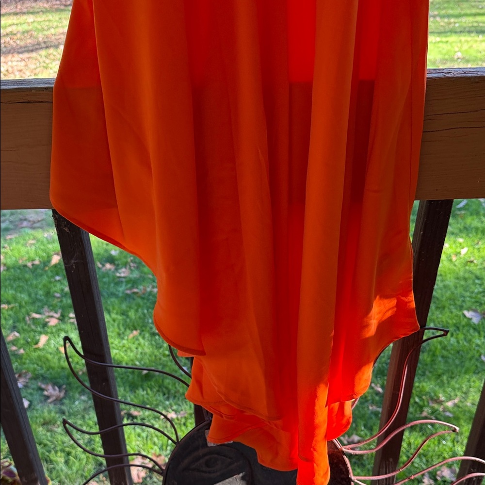 Elegant High-Low Orange Dress - Picture 5 of 5